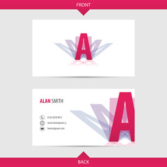 Business card template with alphabet letter A.