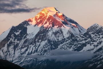 Plakat Evening panoramic view of mount Dhaulagiri - Nepal