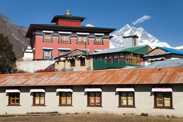 Naklejka premium Tengboche gompa with Mount Everest and Lhotse