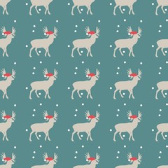 Deer couple holiday seamless pattern. Vector illustration