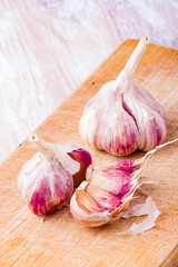 Garlic on cutting board