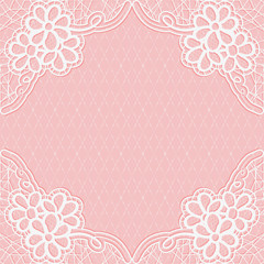White-pink lace frame with a mesh background. 