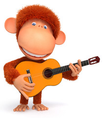 Fototapeta premium 3d monkey costs with a guitar