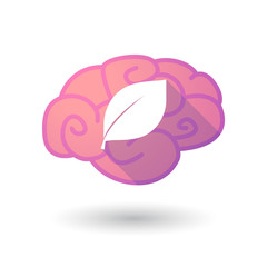 Brain icon with a leaf