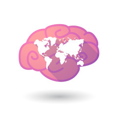 Brain icon with a world map