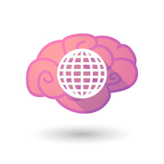 Brain icon with a world globe
