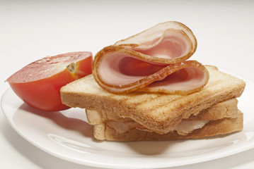 sandwich with pork ham on white background cutout