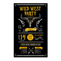 Invitation wild west party flyer. Typography  and design.