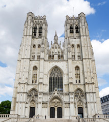 Fototapeta na wymiar Cathedral of St. Michael and St. Gudula in Brussels