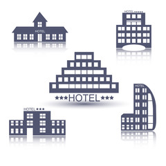 Obraz premium Hotel buildings flat design set