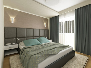 a 3d render of an elegant bedroom