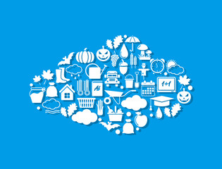 Autumn icons in cloud