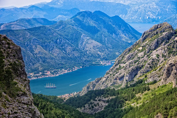 Naklejka na ściany i meble Top view of the Bay of Kotor panorama, Montenegro.