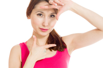 Fototapeta premium Model isolated framing with fingers