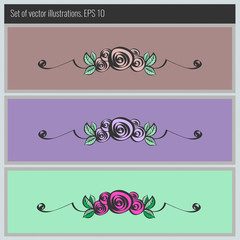 Set of vector backgrounds with floral elements