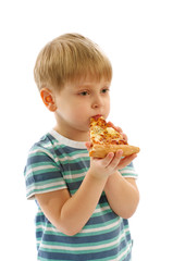 Little Boy Eating Pizza