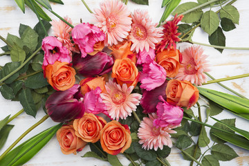 stunning mix of roses,gerberas and tulips