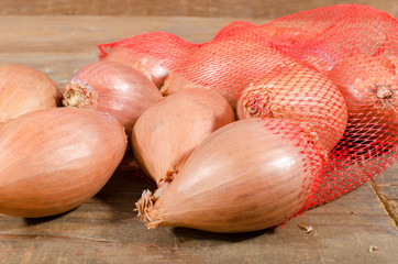 Shallots in a net