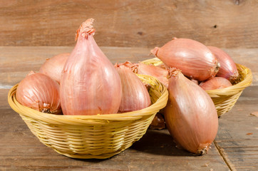 Shallots in baskets