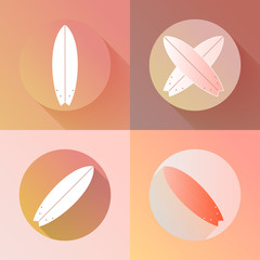 Surfboards icons set in flat design. Vector