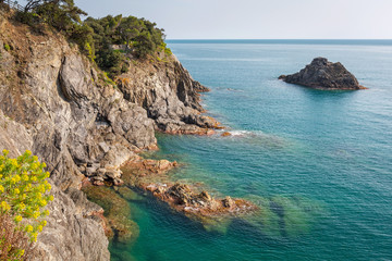 Coastline of Monterosso al Mare at Ligurian Sea, Italy