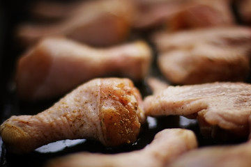 barbecue cooking on the grill
