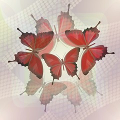 Abstract  in romantic tile with butterfly on misty background