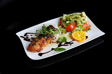 roasted fish and  rice