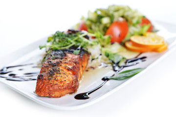 roasted fish and  rice