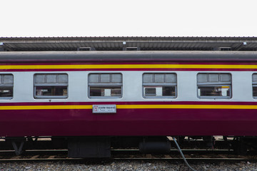 Old train parked at Hua Lamphong Station in Thailand