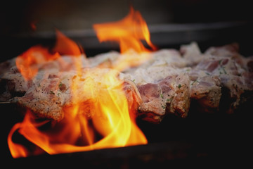 cooking barbecue on grill