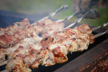 cooking barbecue on grill