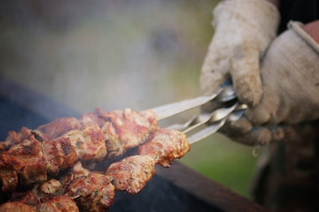 cooking barbecue on grill
