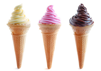 Three ice cream cones