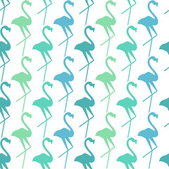 blue and turquoise flamingos repeating pattern 