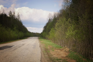 Fototapeta na wymiar rural landscape road stretches into the distance