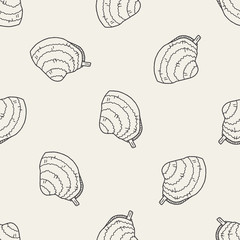 clam doodle seamless pattern background