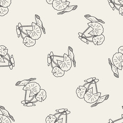 Lotus leaf doodle seamless pattern background