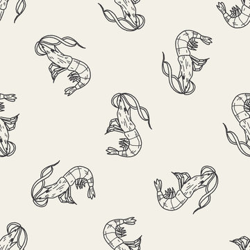 Shrimp Doodle Seamless Pattern Background