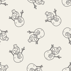 snowman doodle drawing seamless pattern background