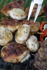 barbecue with delicious grilled meat on grill