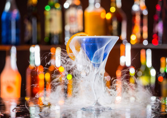 Martini drink served on bar counter