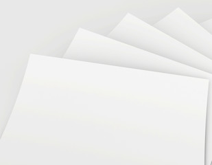 Realistic 3D rendering of blank white sheets paper