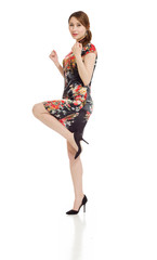 Model isolated cheerful