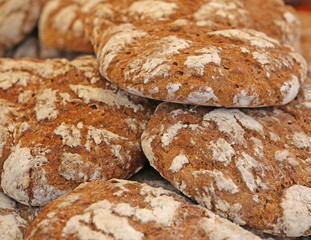 genuine whole wheat bread baked in an oven
