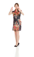 Model isolated stop sign with hand