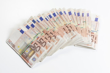 Many fifty euros banknotes