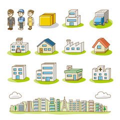 建物　配達　アイコン