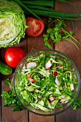 Dietary healthy salad of fresh vegetables