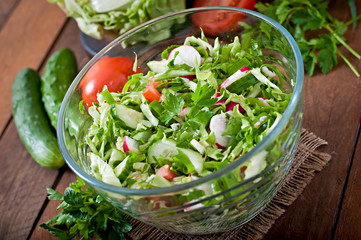 Dietary healthy salad of fresh vegetables